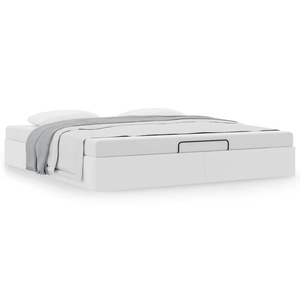 vidaXL Ottoman Bed Frame without Mattress White Super King Faux Leather