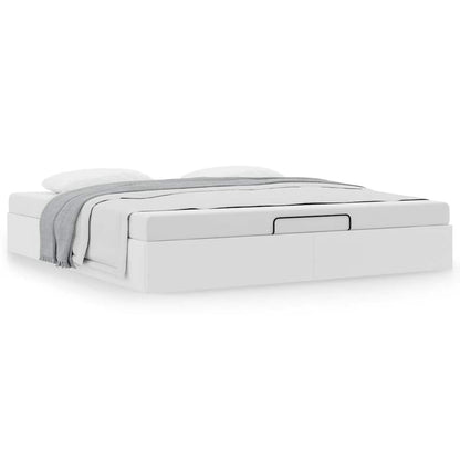 vidaXL Ottoman Bed Frame without Mattress White Super King Faux Leather