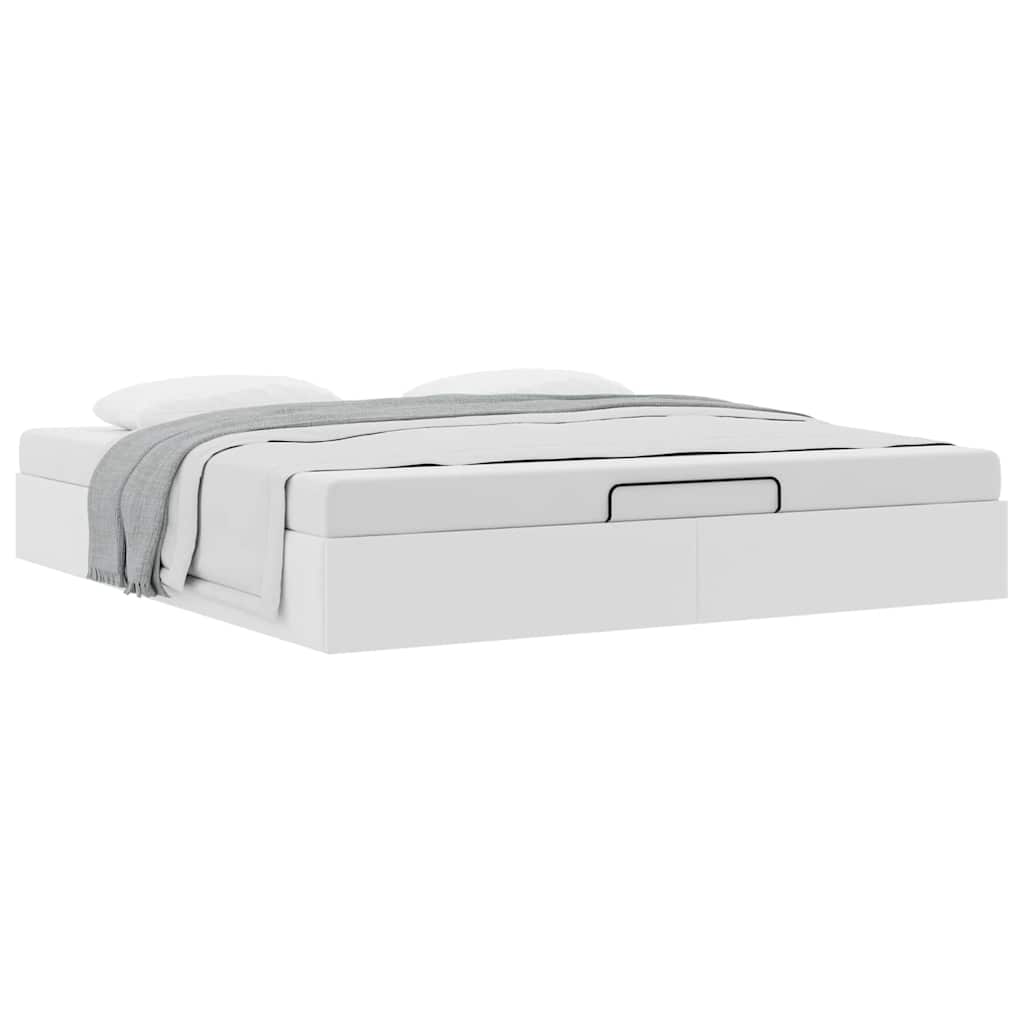vidaXL Ottoman Bed Frame without Mattress White Super King Faux Leather