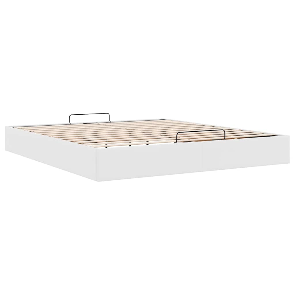 vidaXL Ottoman Bed Frame without Mattress White Super King Faux Leather