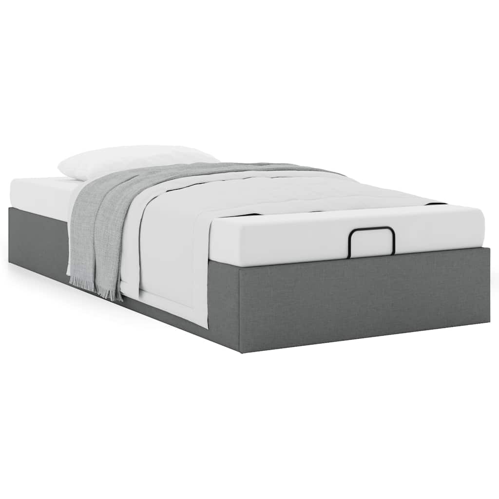 vidaXL Ottoman Bed Frame without Mattress Dark Grey Single Fabric