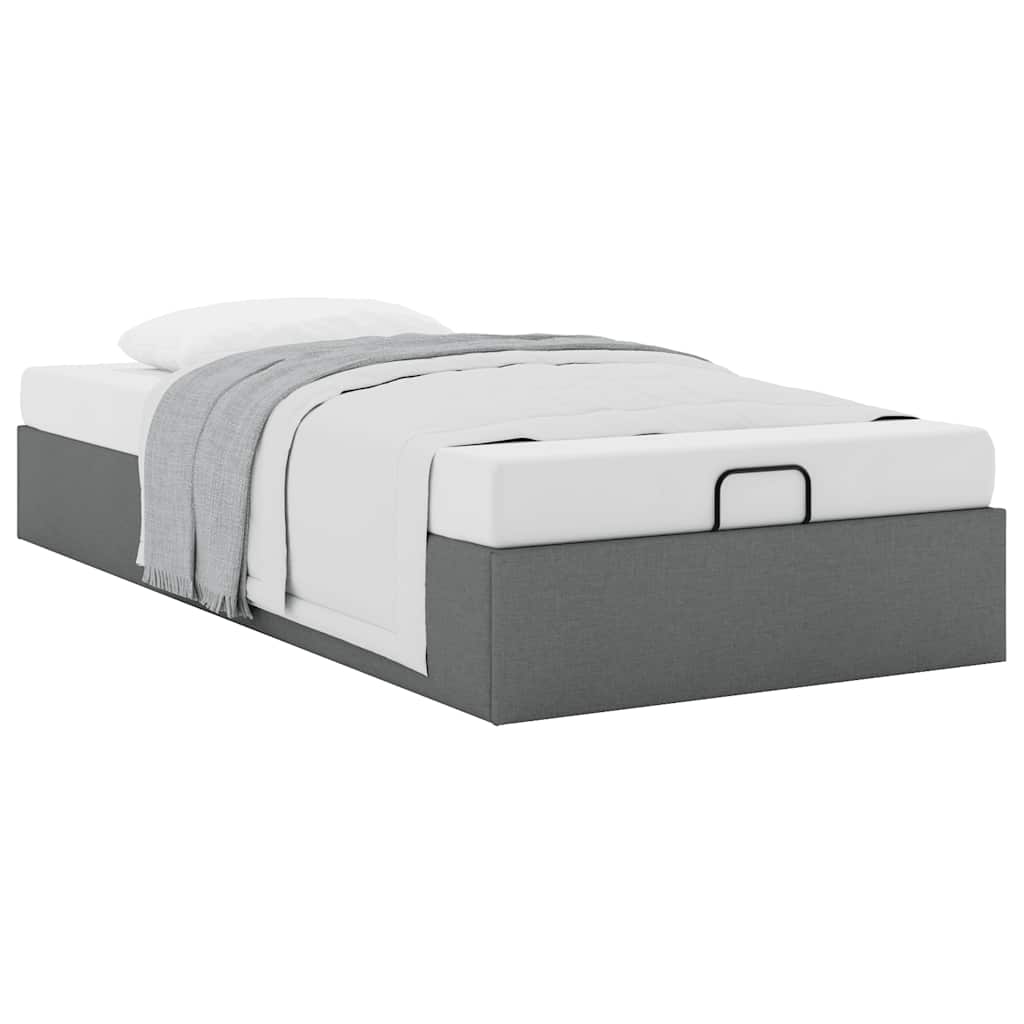 vidaXL Ottoman Bed Frame without Mattress Dark Grey Single Fabric