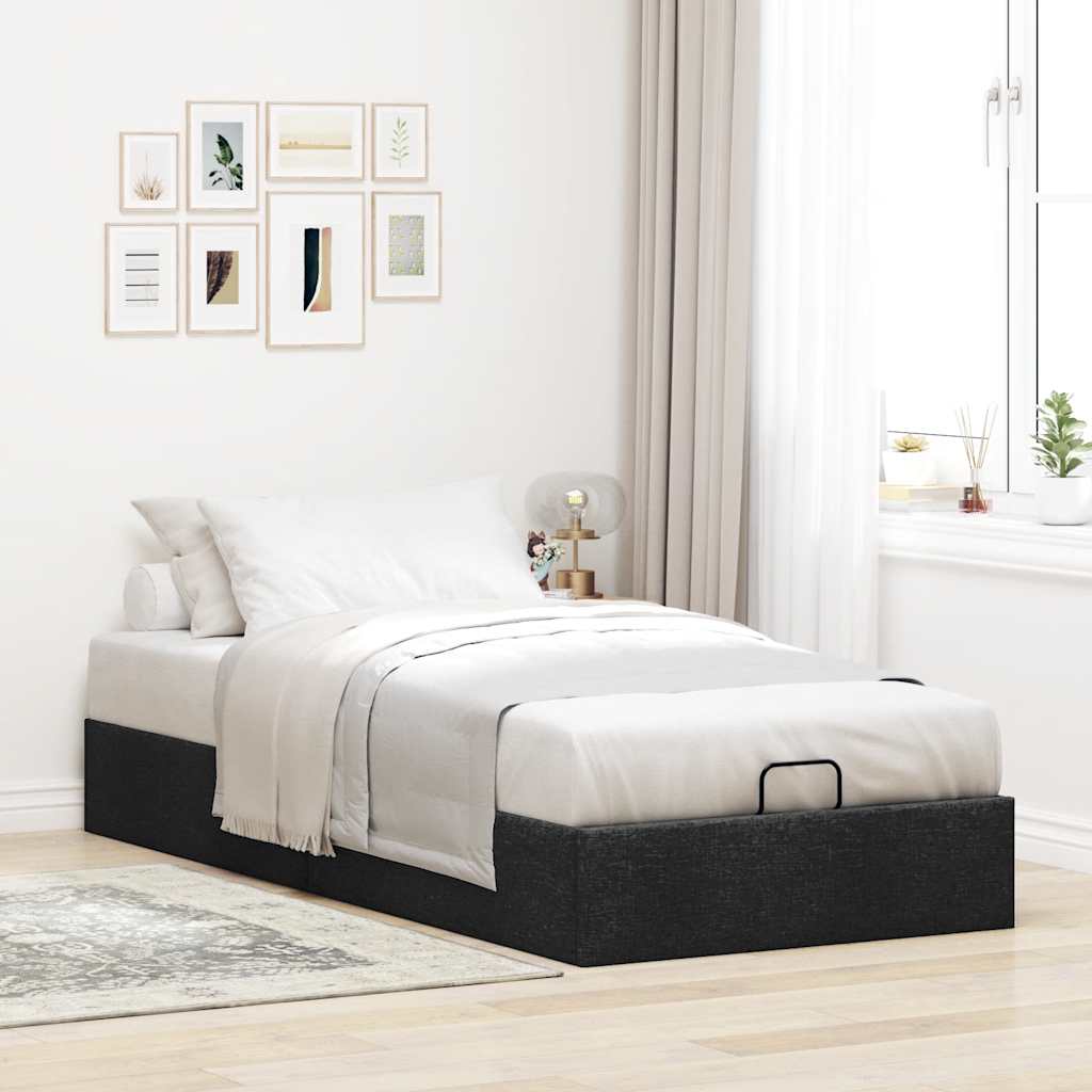 vidaXL Ottoman Bed Frame without Mattress Black Single Fabric