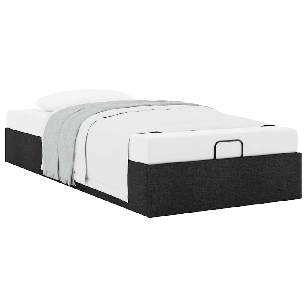 vidaXL Ottoman Bed Frame without Mattress Black Single Fabric