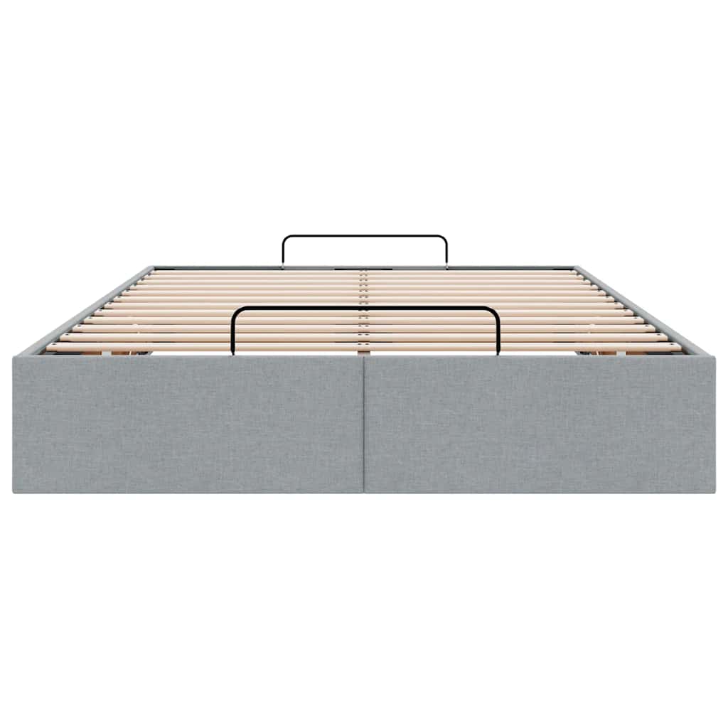 vidaXL Ottoman Bed Frame without Mattress Light Grey Double Fabric