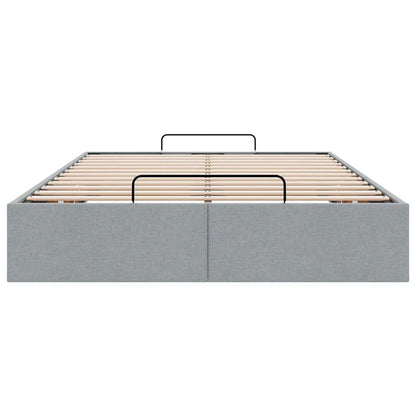 vidaXL Ottoman Bed Frame without Mattress Light Grey Double Fabric