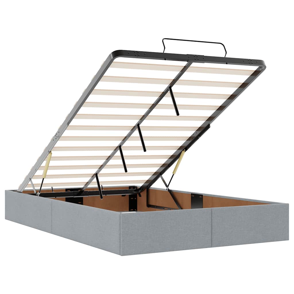 vidaXL Ottoman Bed Frame without Mattress Light Grey Double Fabric