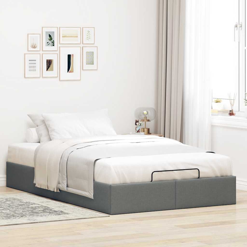vidaXL Ottoman Bed Frame without Mattress Dark Grey Double Fabric