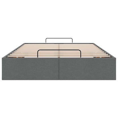 vidaXL Ottoman Bed Frame without Mattress Dark Grey Double Fabric