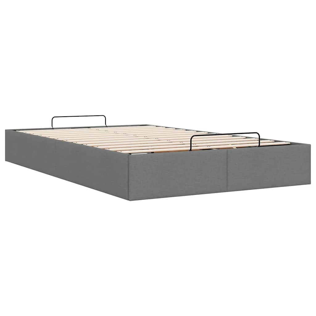 vidaXL Ottoman Bed Frame without Mattress Dark Grey Double Fabric