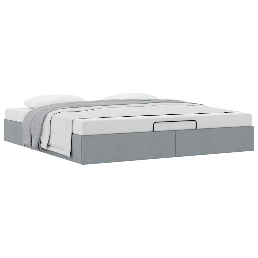 vidaXL Ottoman Bed Frame without Mattress Light Grey Super King Fabric