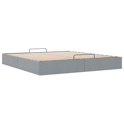 vidaXL Ottoman Bed Frame without Mattress Light Grey Super King Fabric