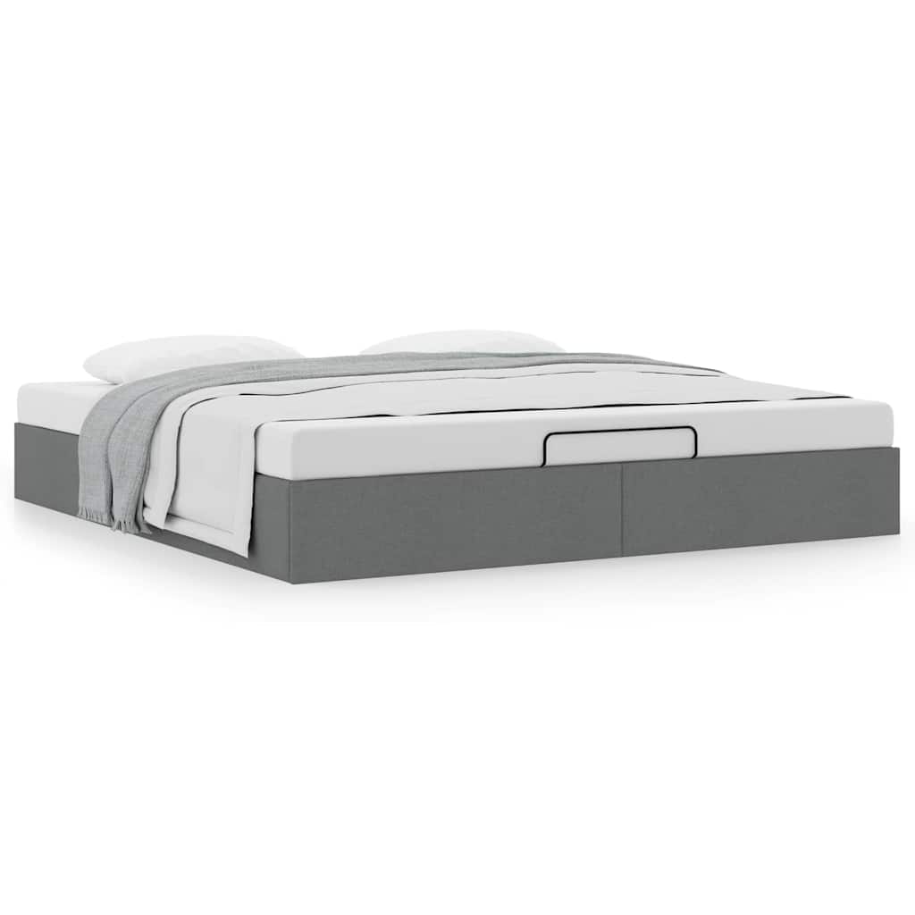 vidaXL Ottoman Bed Frame without Mattress Dark Grey Super King Fabric