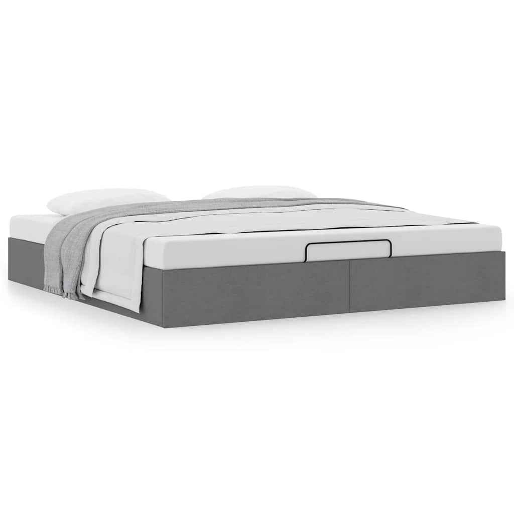 vidaXL Ottoman Bed Frame without Mattress Dark Grey Super King Fabric