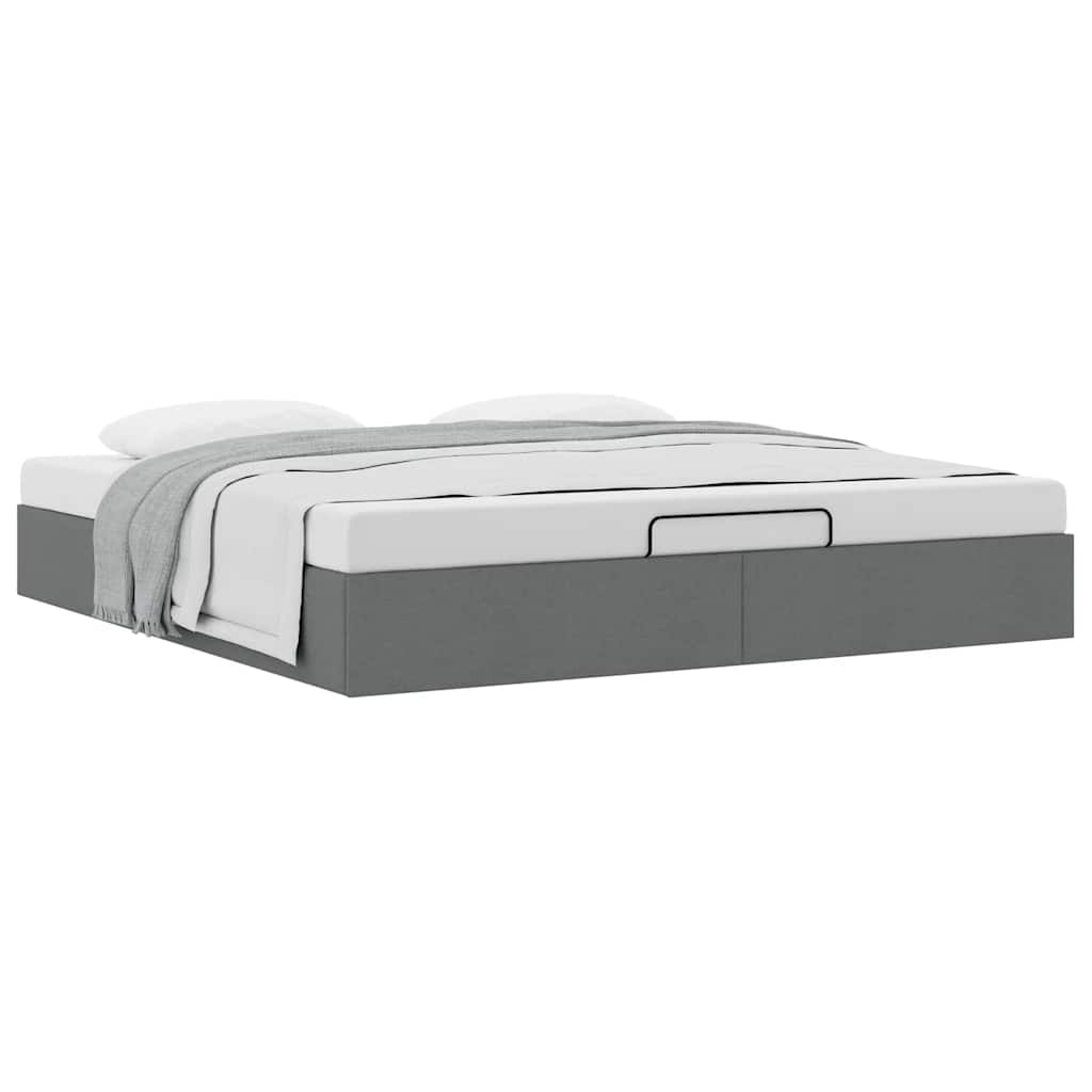 vidaXL Ottoman Bed Frame without Mattress Dark Grey Super King Fabric