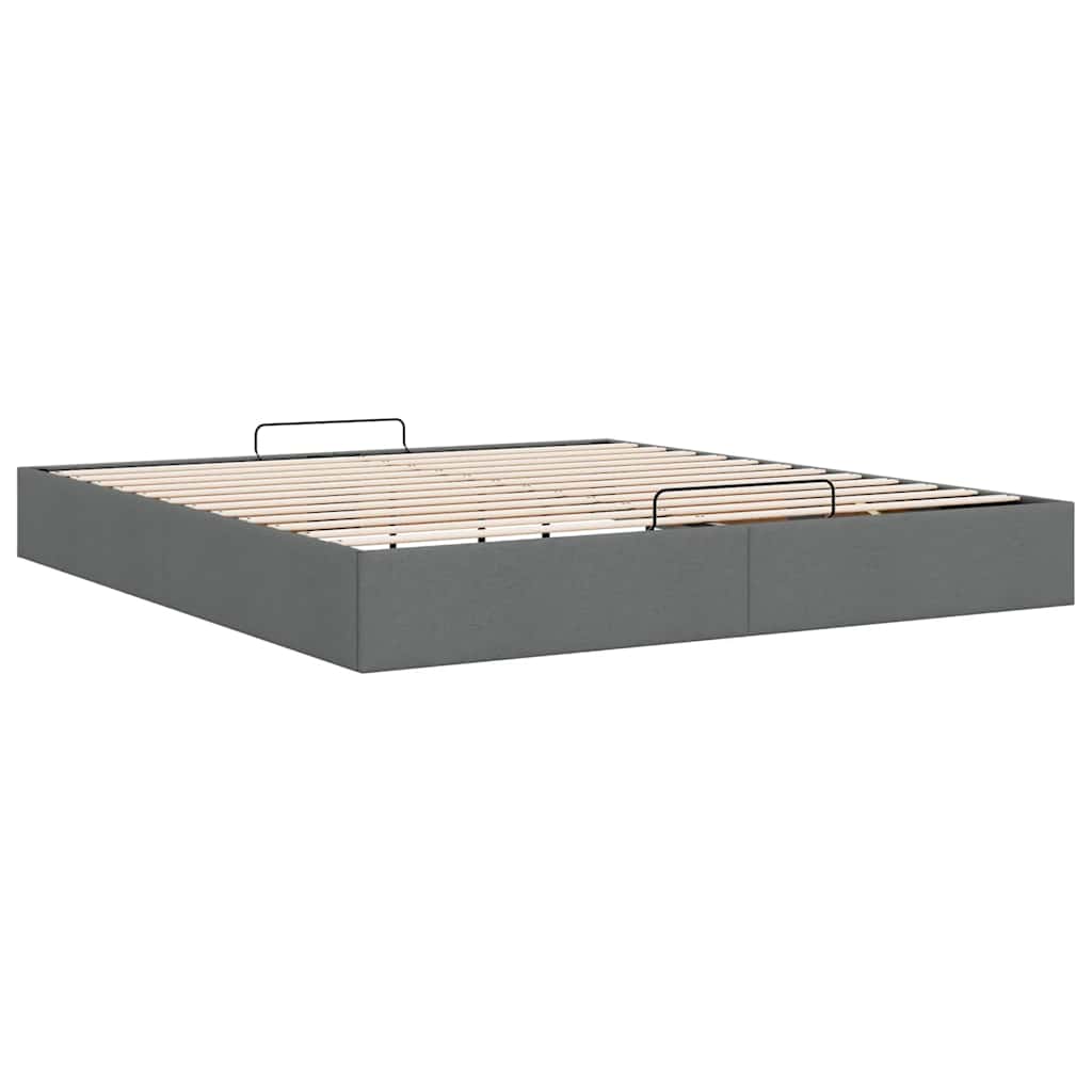 vidaXL Ottoman Bed Frame without Mattress Dark Grey Super King Fabric