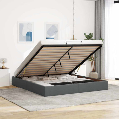 vidaXL Ottoman Bed Frame without Mattress Dark Grey Super King Fabric
