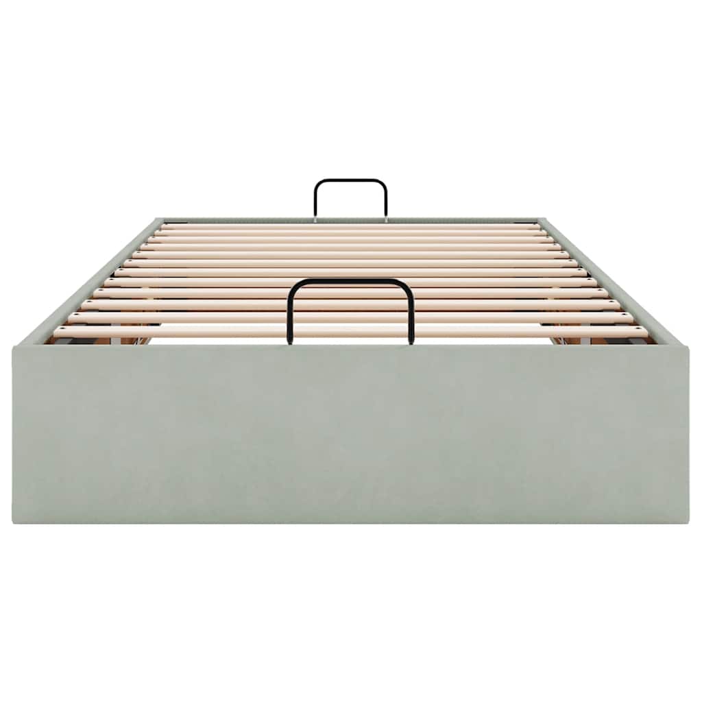 vidaXL Ottoman Bed Frame No Mattress Light Grey Single Velvet