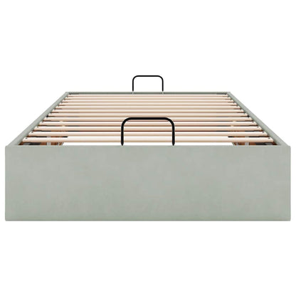 vidaXL Ottoman Bed Frame No Mattress Light Grey Single Velvet