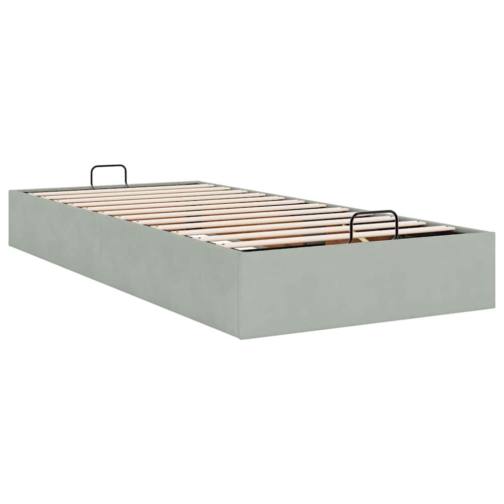 vidaXL Ottoman Bed Frame No Mattress Light Grey Single Velvet