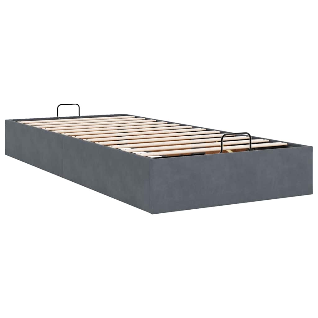 vidaXL Ottoman Bed Frame No Mattress Dark Grey Single Velvet