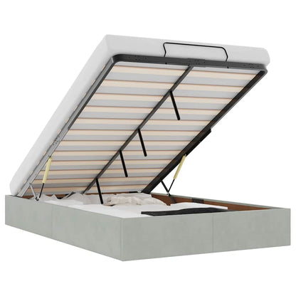 vidaXL Ottoman Bed Frame No Mattress Light Grey Double Velvet