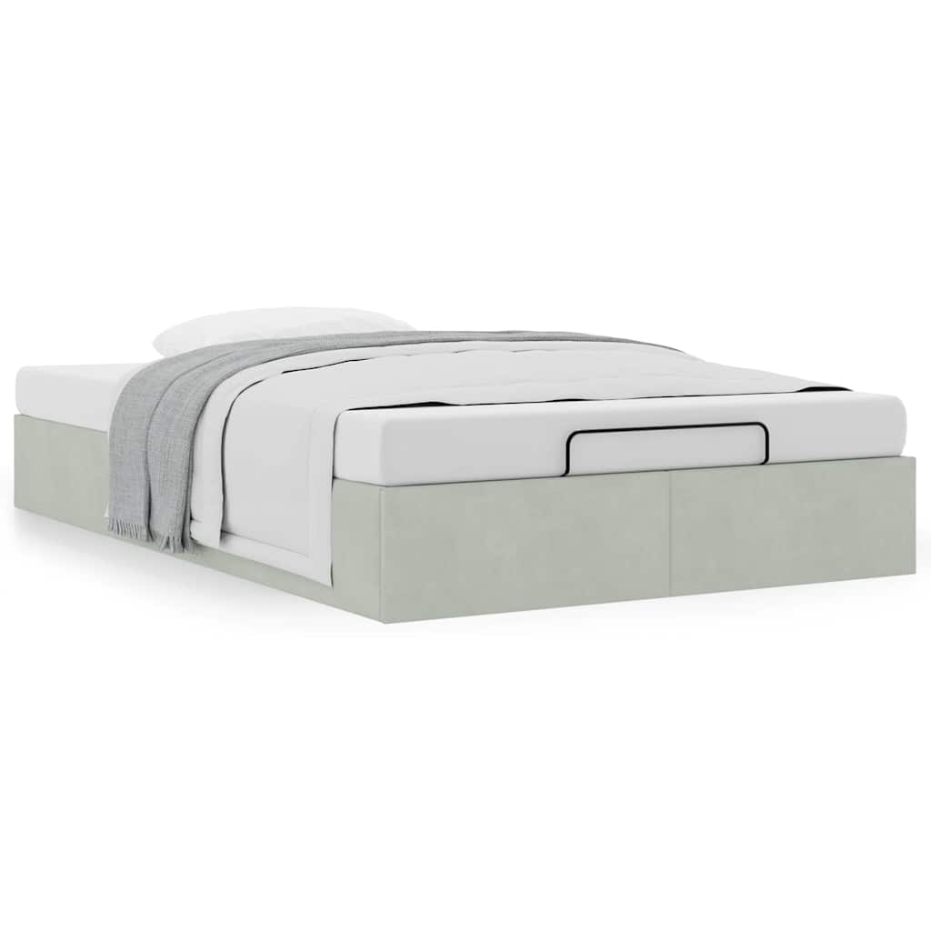 vidaXL Ottoman Bed Frame No Mattress Light Grey Double Velvet