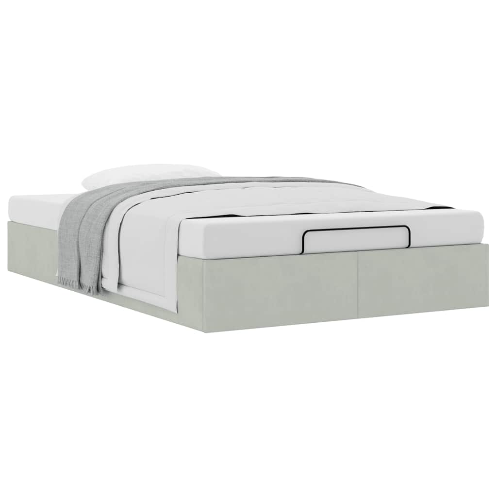 vidaXL Ottoman Bed Frame No Mattress Light Grey Double Velvet