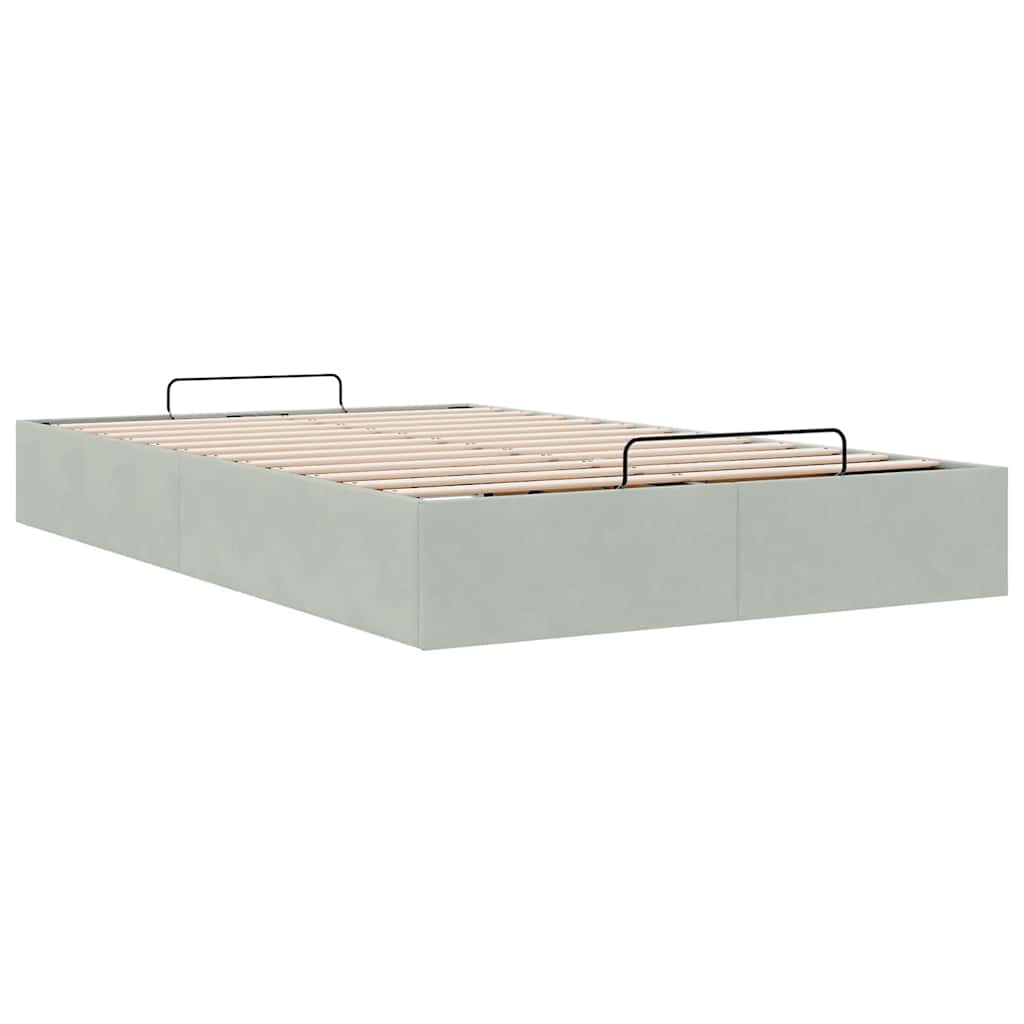 vidaXL Ottoman Bed Frame No Mattress Light Grey Double Velvet
