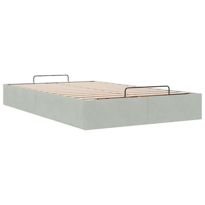 vidaXL Ottoman Bed Frame No Mattress Light Grey Double Velvet
