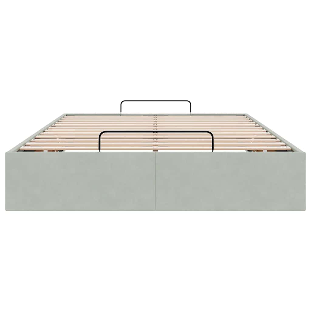vidaXL Ottoman Bed Frame No Mattress Light Grey Double Velvet