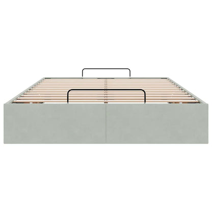 vidaXL Ottoman Bed Frame No Mattress Light Grey Double Velvet