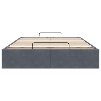 vidaXL Ottoman Bed Frame No Mattress Dark Grey Double Velvet