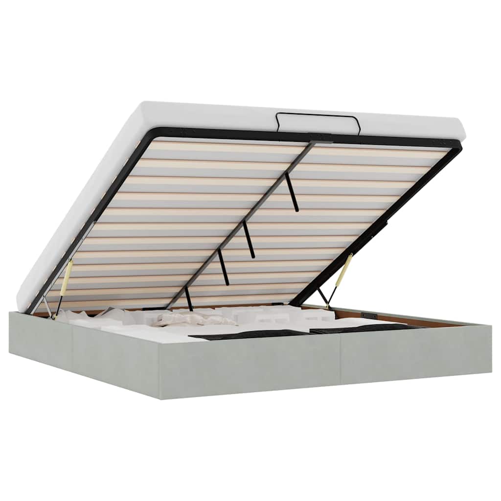 vidaXL Ottoman Bed Frame No Mattress Light Grey Super King Velvet