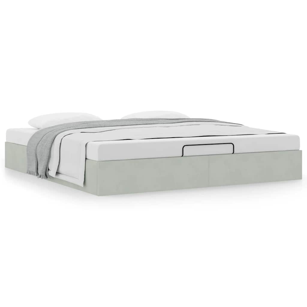 vidaXL Ottoman Bed Frame No Mattress Light Grey Super King Velvet
