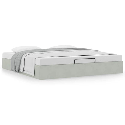 vidaXL Ottoman Bed Frame No Mattress Light Grey Super King Velvet
