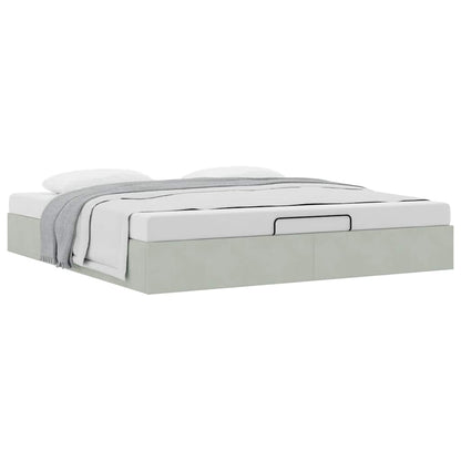 vidaXL Ottoman Bed Frame No Mattress Light Grey Super King Velvet