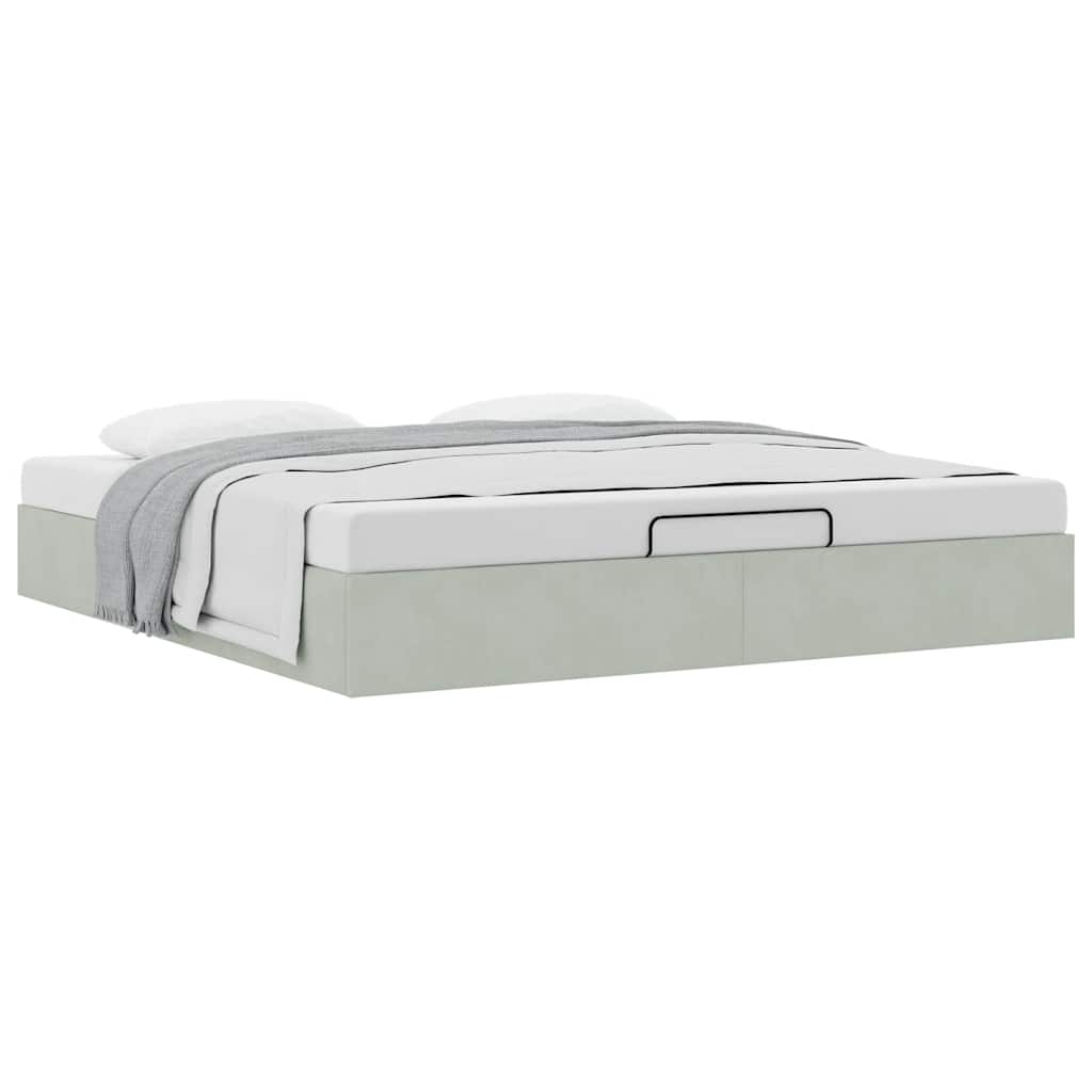 vidaXL Ottoman Bed Frame No Mattress Light Grey Super King Velvet