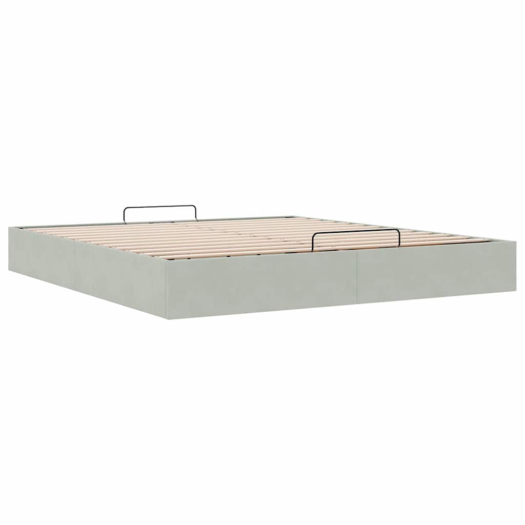 vidaXL Ottoman Bed Frame No Mattress Light Grey Super King Velvet