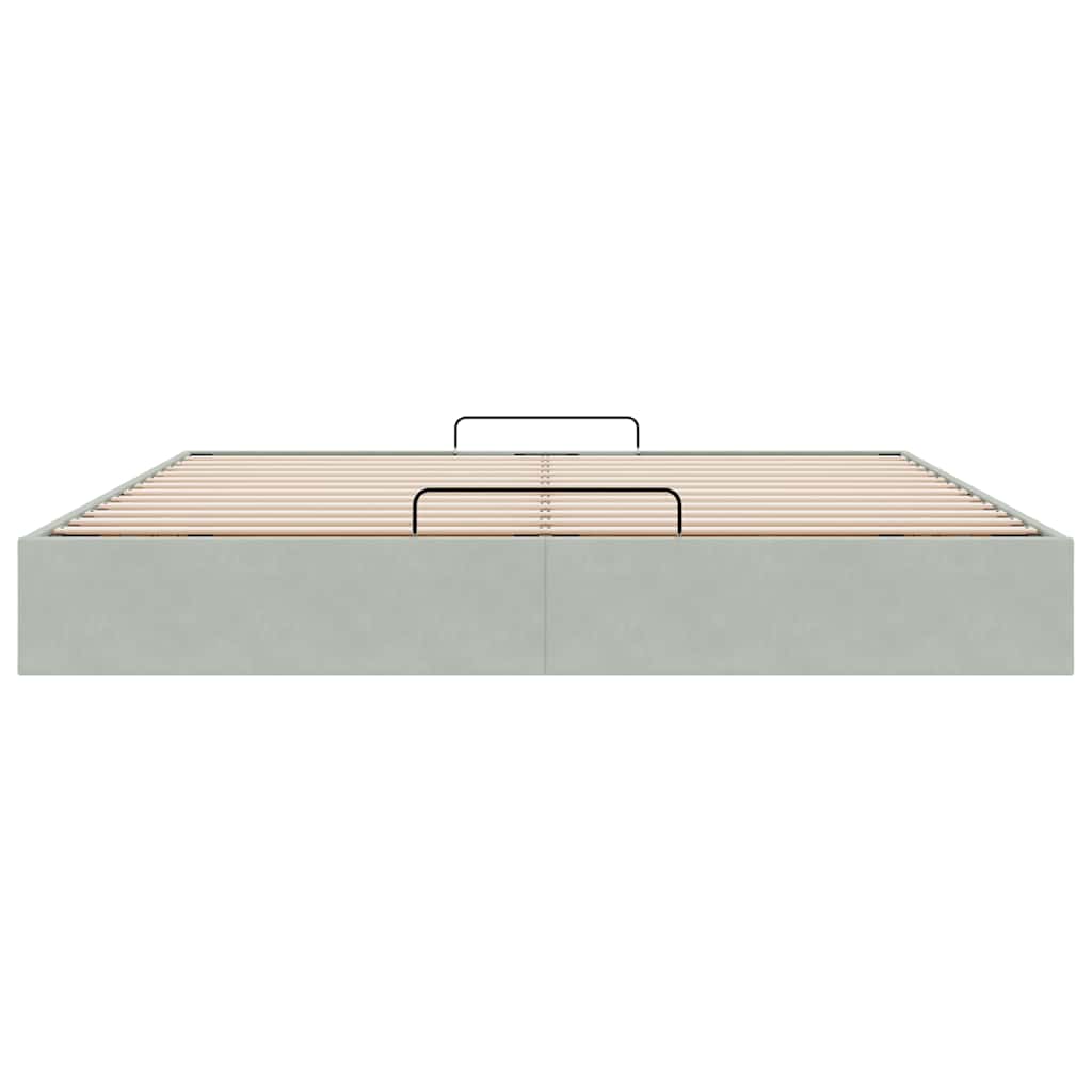 vidaXL Ottoman Bed Frame No Mattress Light Grey Super King Velvet