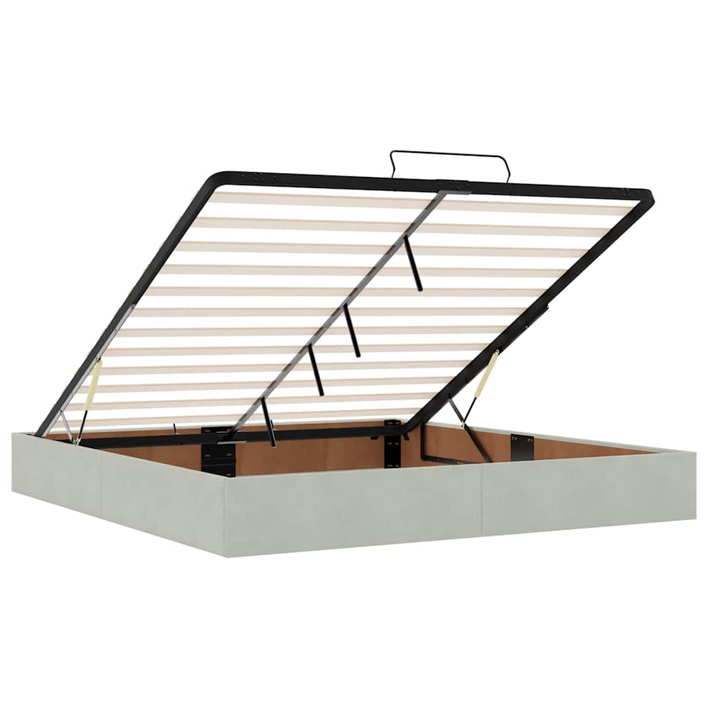 vidaXL Ottoman Bed Frame No Mattress Light Grey Super King Velvet