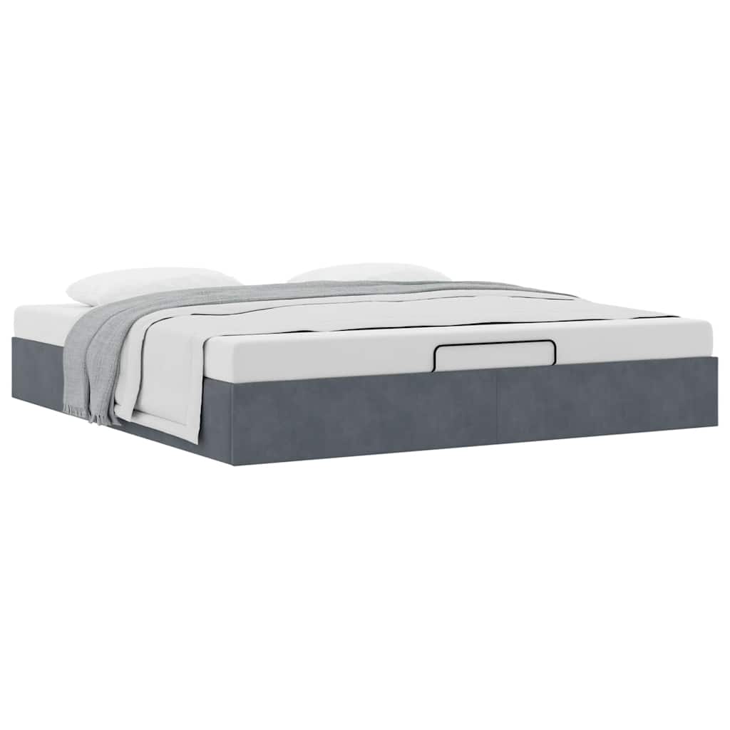 vidaXL Ottoman Bed Frame No Mattress Dark Grey Super King Velvet