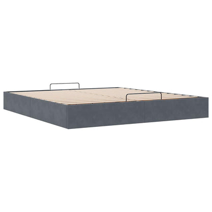 vidaXL Ottoman Bed Frame No Mattress Dark Grey Super King Velvet