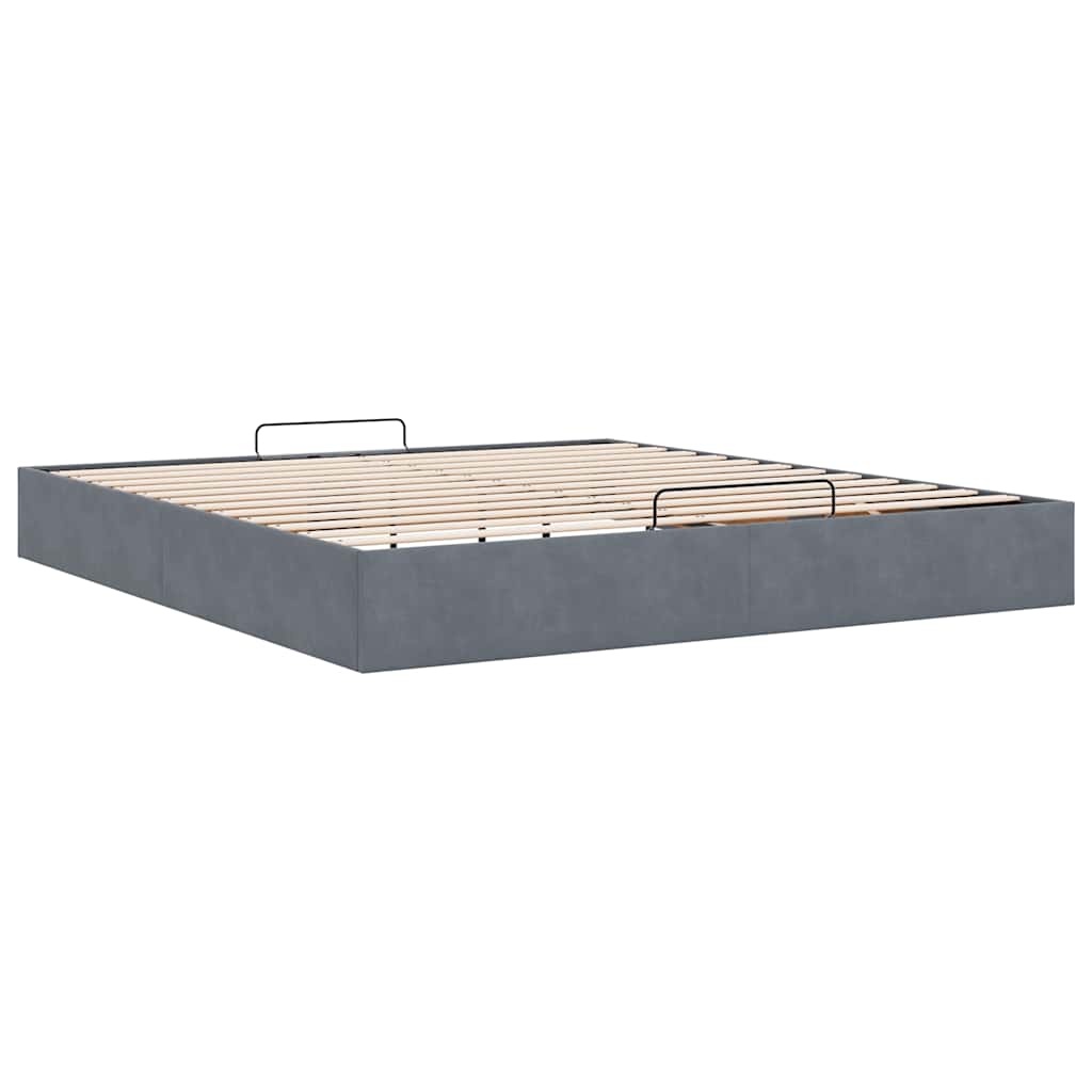 vidaXL Ottoman Bed Frame No Mattress Dark Grey Super King Velvet