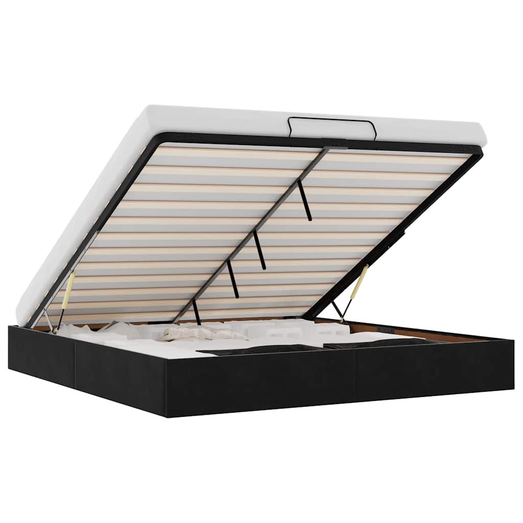 vidaXL Ottoman Bed Frame No Mattress Black Super King Velvet