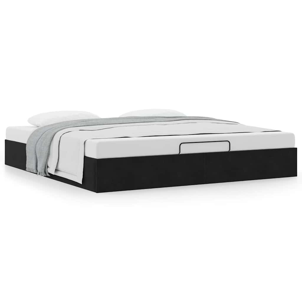 vidaXL Ottoman Bed Frame No Mattress Black Super King Velvet