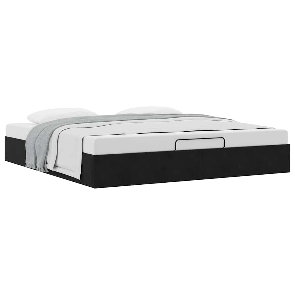 vidaXL Ottoman Bed Frame No Mattress Black Super King Velvet