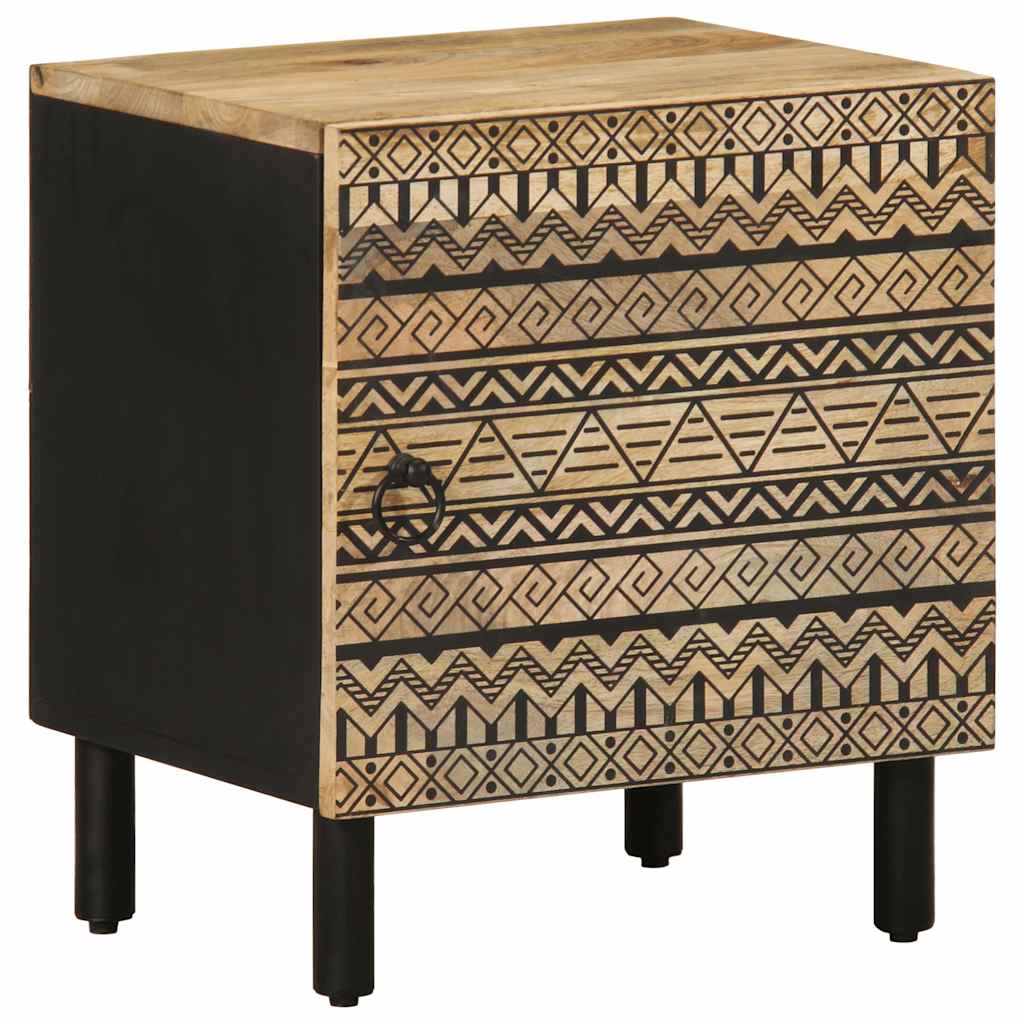 vidaXL Bed Cabinet Black 40x33,5x46 cm Solid Rough Wood Mango