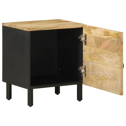 vidaXL Bed Cabinet Black 40x33,5x46 cm Solid Rough Wood Mango