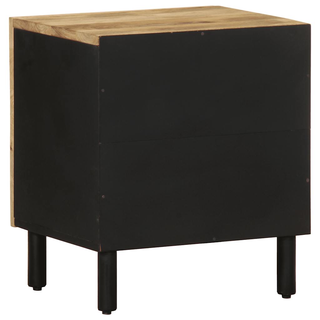 vidaXL Bed Cabinet Black 40x33,5x46 cm Solid Rough Wood Mango